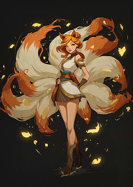 Nine-tailed Fox Girl Digital Art