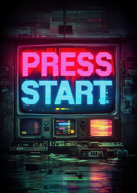 Retro Arcade Press Start Screen