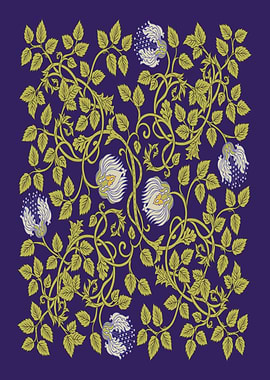 Floral Pattern on Dark Purple Background