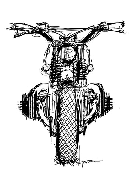 Motorcycle Front View Sketch
