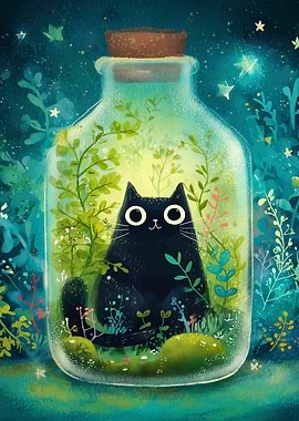 Cat in a Bottle Terrarium