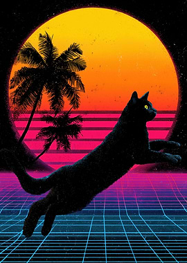 Retro Cat Synthwave