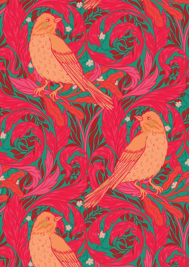 Bird and Floral Pattern