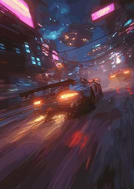 Cyberpunk Racing Scene