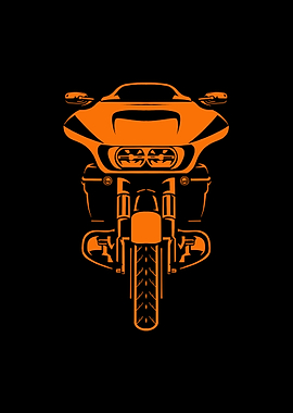 Orange Motorcycle Illustration on Black Background