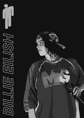 Billie Eilish Portrait in Black and White