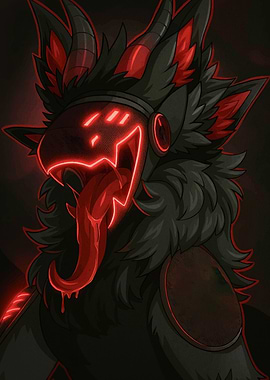 Dark Protogen Red Accents