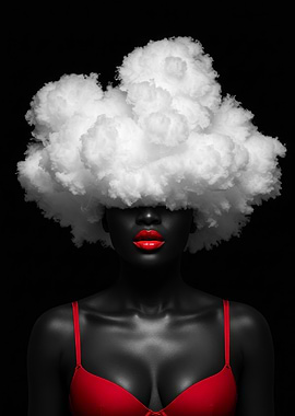 Cloud Hairstyle with Red Lingerie