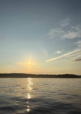 Sunset with green orb