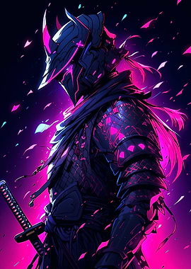 Cyberpunk Samurai Warrior with Katana