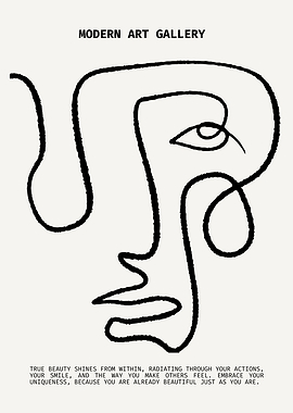 Abstract Face Line Art