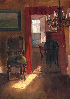 Interior Scene with Chair and Figure