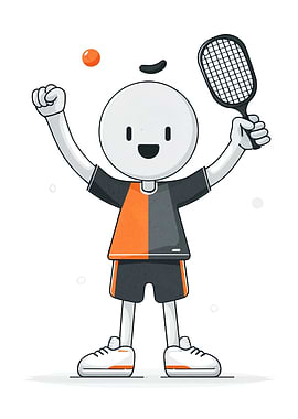 Cartoon Character Playing Paddleball