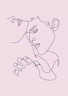 Minimalist Line Art: Couple Embrace