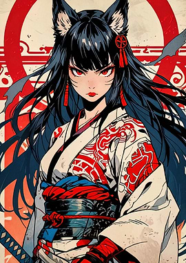 Anime Fox Girl with Katana