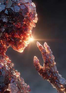 Crystalline Figure with Glowing Light
