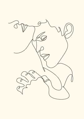 Minimalist Line Art: Couple's Embrace