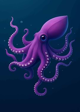 Playful Purple Octopus Underwater