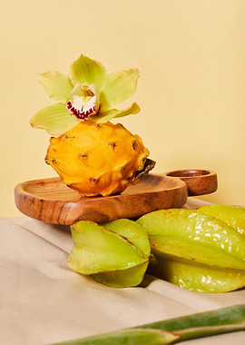 Exotic Fruits Still Life with Orchid