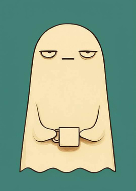 Grumpy Ghost with Coffee