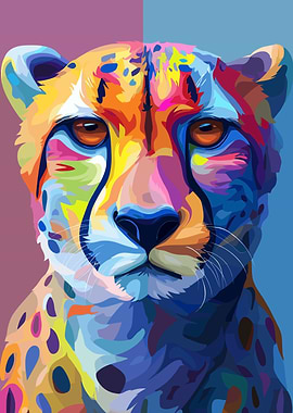 Colorful Cheetah Portrait