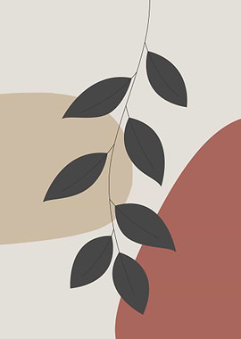 Minimalist Leaf and Abstract Shapes Art