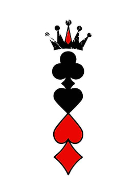 Crown and Card Suits Illustration