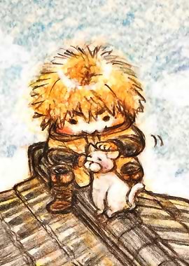 Boy and Cat on Roof Saga