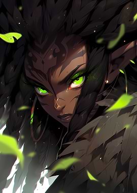 Fantasy Woman with Green Eyes Portrait