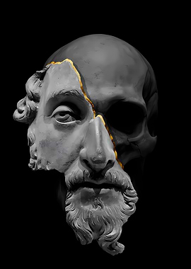 Sculpture Half Face Half Skull