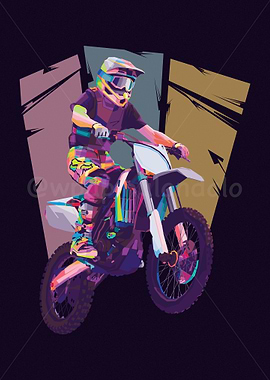 Motocross Rider Colorful Digital Art