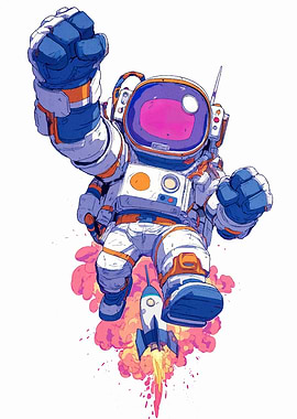Stylized Astronaut with Rocket