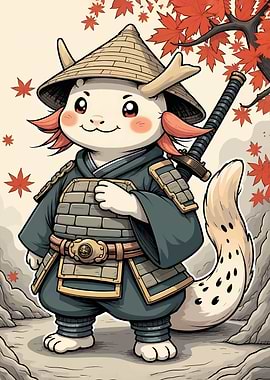 Cute Samurai Animal Character Illustration