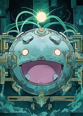 Happy Futuristic Orb with Glowing Energy