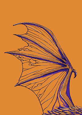 The Wing of a Dragon on Yellow Background
