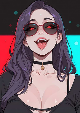 Vampire Girl with Red Sunglasses