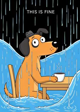 'This is Fine' Dog Meme Illustration