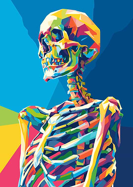 Colorful Skeleton Pop Art Illustration