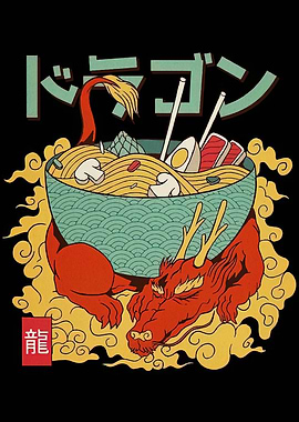 Dragon Ramen Bowl Illustration
