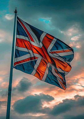 Union Jack Flag Waving in the Wind