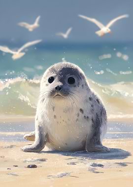 Cute Seal Pup on Beach