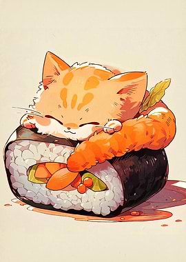 Cat Nap on Sushi Roll