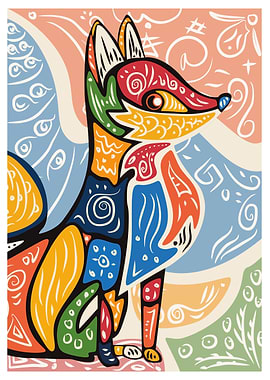 Colorful Abstract Fox Illustration