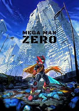 Mega Man Zero in a ruined city