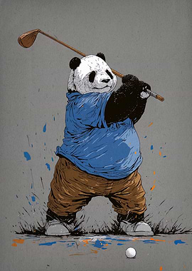 Panda Golfer Illustration