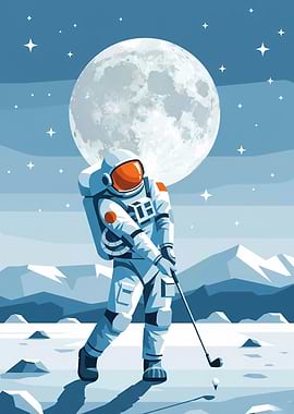 Astronaut Golfing on the Moon