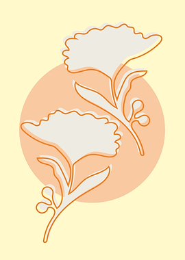 Floral Illustration with Orange Accents