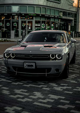 Gray Dodge Challenger on City Street