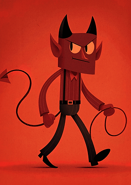 Cartoon Devil with Whip