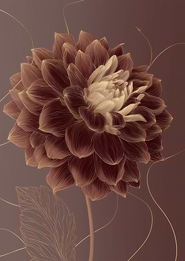 Elegant in Dahlia Line Art